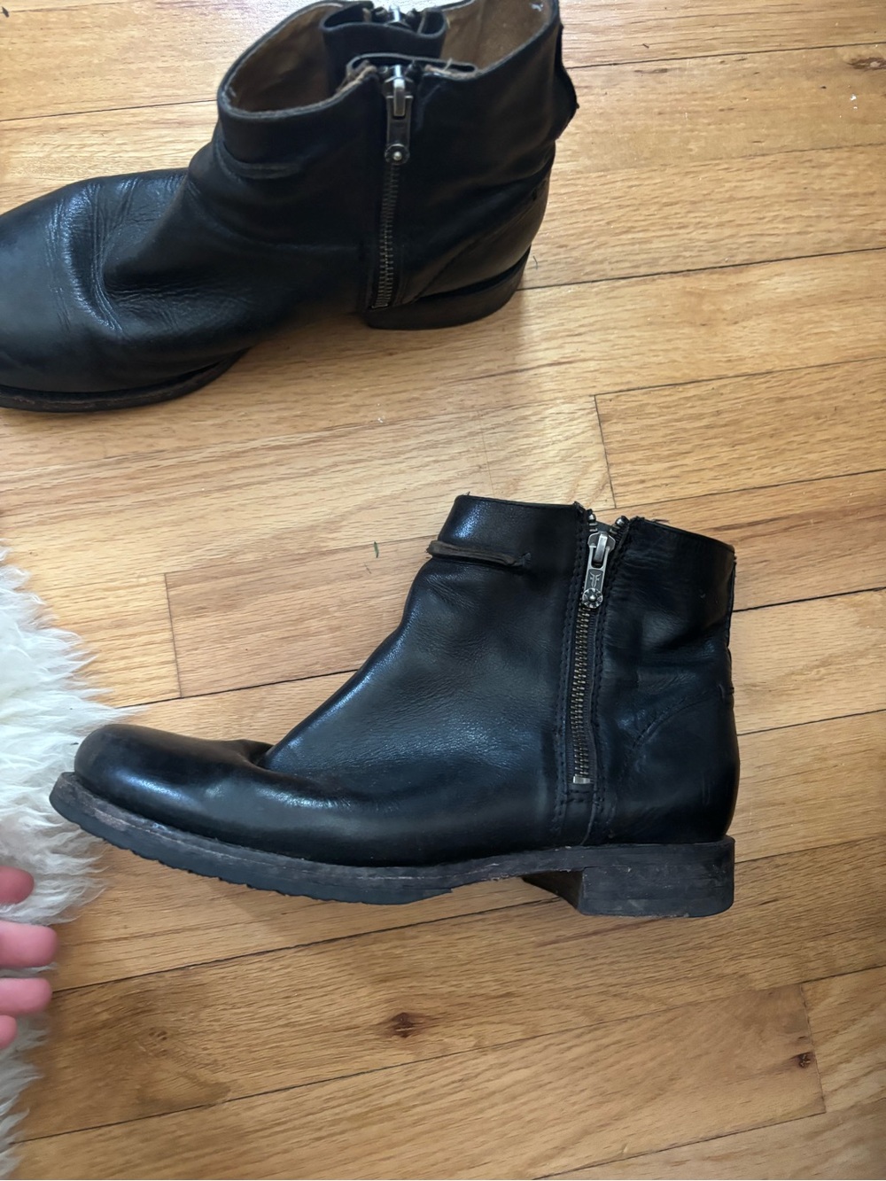 Frye Leather Side-Zip Motorcycle Boots